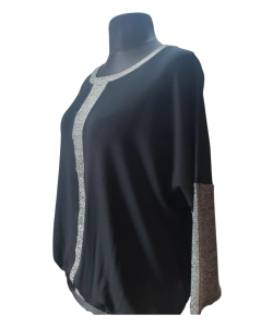 Wieczorowa Bluzka bombka z błyszczącym srebrnymi wstawkami